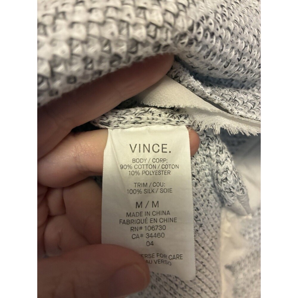 Vince Crew Neck Heathered Sweater Women’s Medium Silk Trim Cotton - Picture 3 of 4